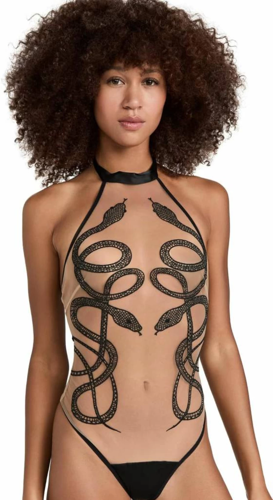 Thistle and Spire Women's Medusa Lace Thong Bodysuit - Sexy Gothic Lingerie Set