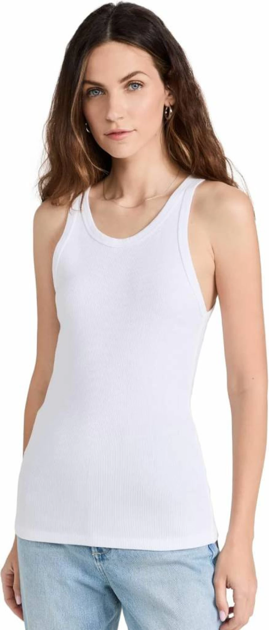 AMO Women's Slim Fit Long Ribbed Tank Top - Stretchable Casual & Layering Essential
