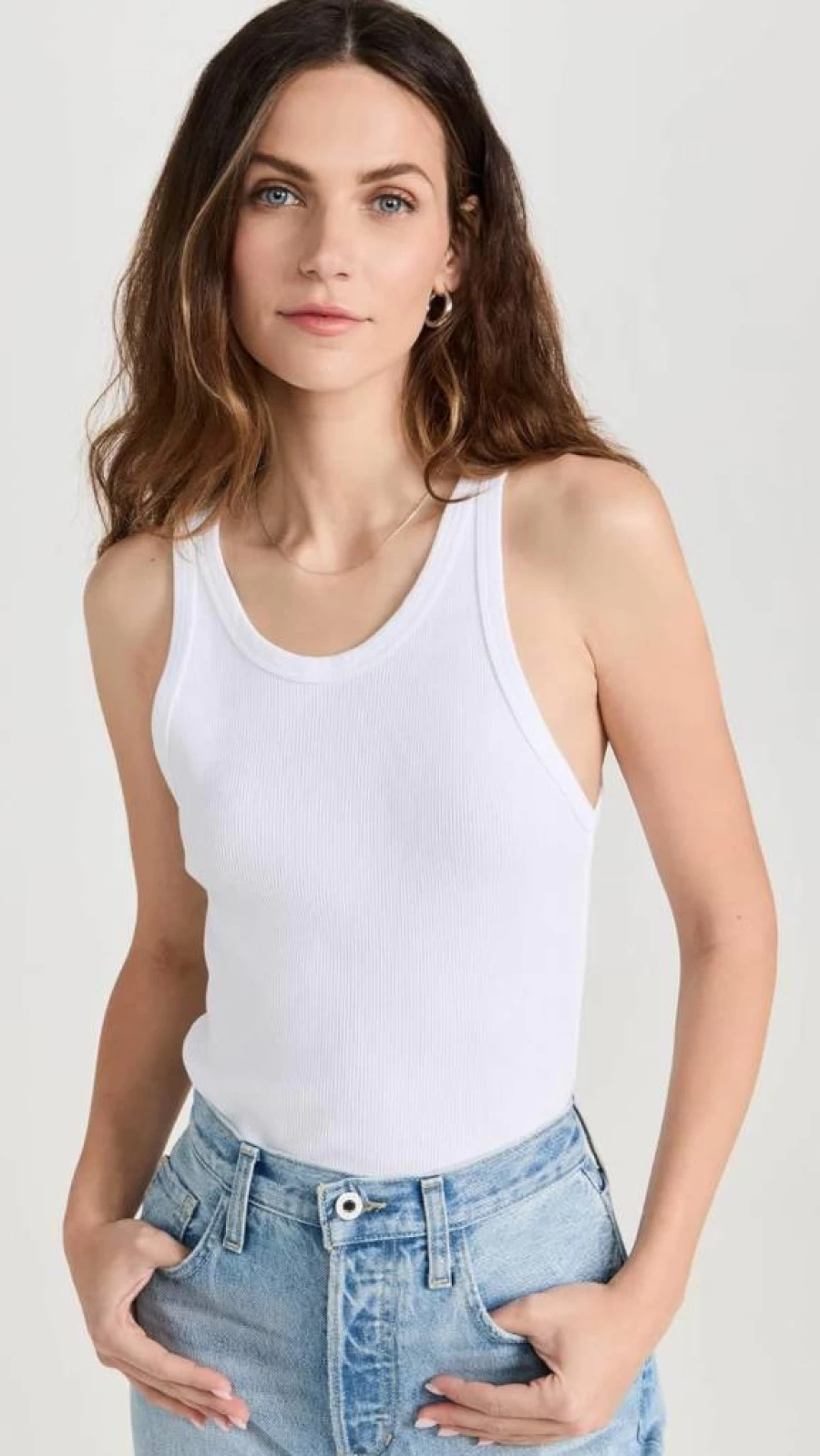 AMO Women's Slim Fit Long Ribbed Tank Top - Stretchable Casual & Layering Essential