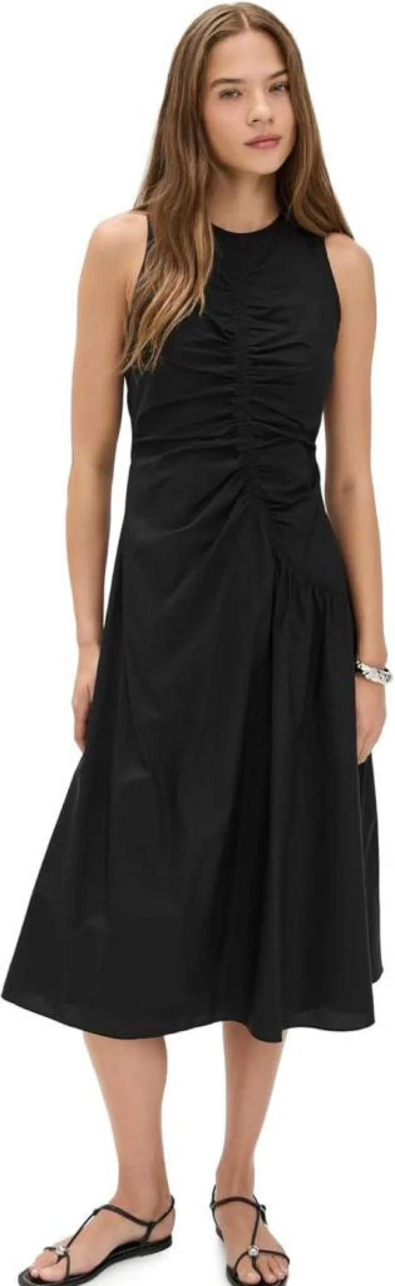 Theory Women's Asymmetrical Ruched Tank Dress - Slim Fit Stretch Jersey Mini Dress