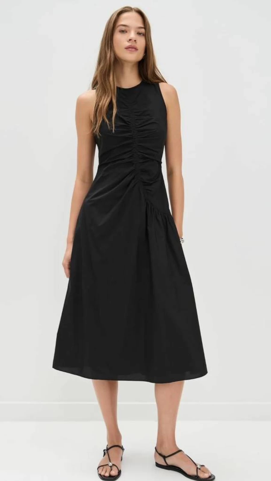 Theory Women's Asymmetrical Ruched Tank Dress - Slim Fit Stretch Jersey Mini Dress