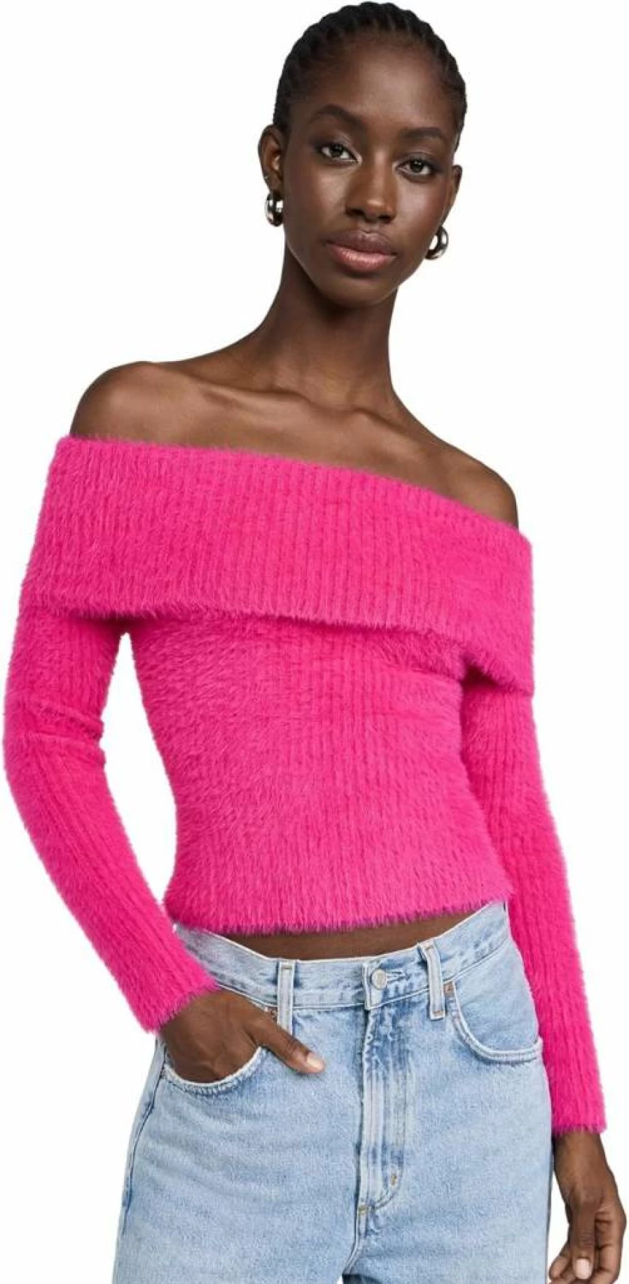 The Wolf Gang Women's Vello Knit Top - Soft Casual Crewneck Sweater for Women