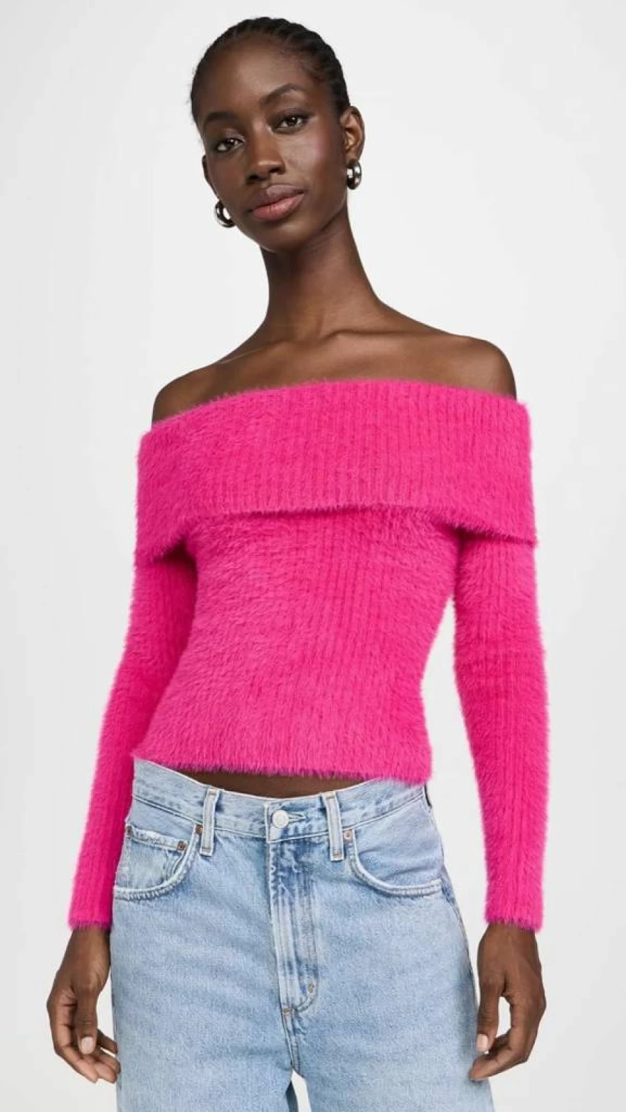 The Wolf Gang Women's Vello Knit Top - Soft Casual Crewneck Sweater for Women