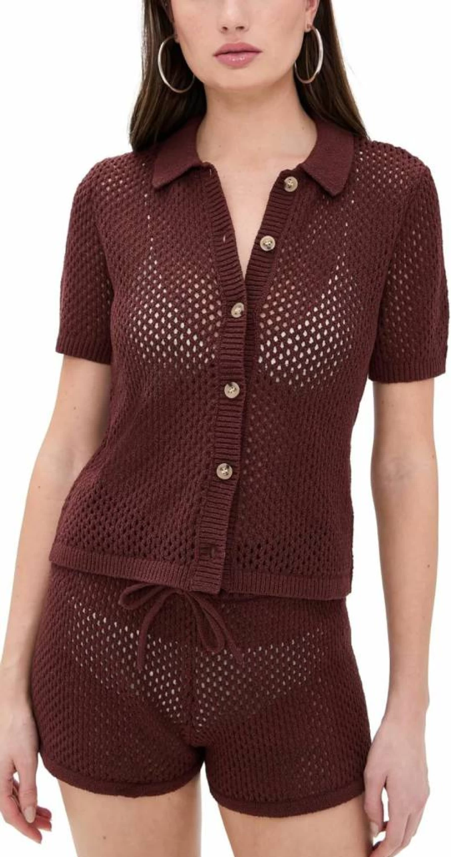 Onia Women's Crochet Knit Button-Up Sweater - Boho Chic Lace Cardigan