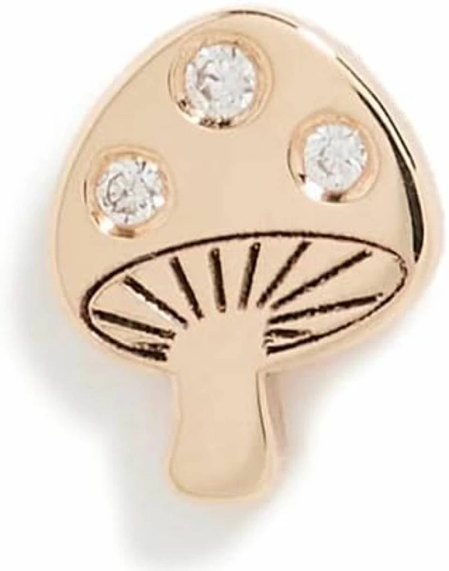ZOE CHICCO 14K Gold Tiny Mushroom Diamond Stud Earrings for Women