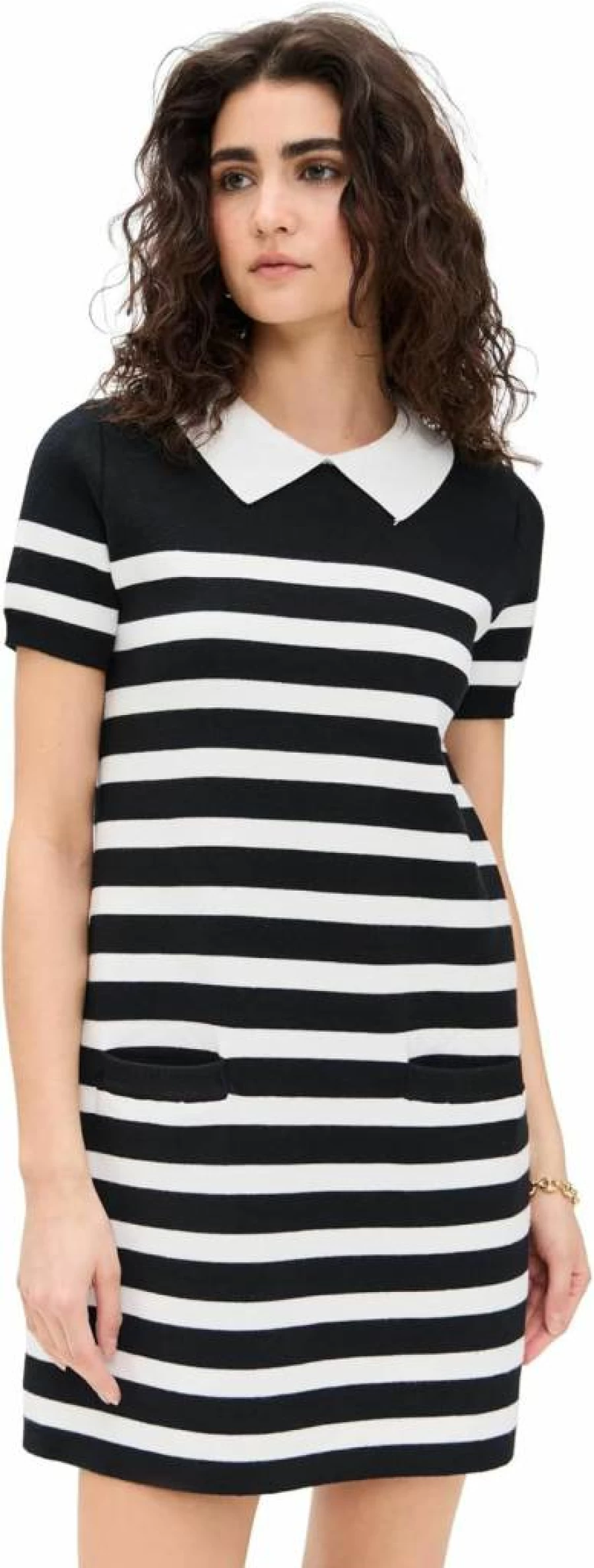 English Factory Women's Striped Mini Dress with Collar - Casual & Chic Summer Outfit