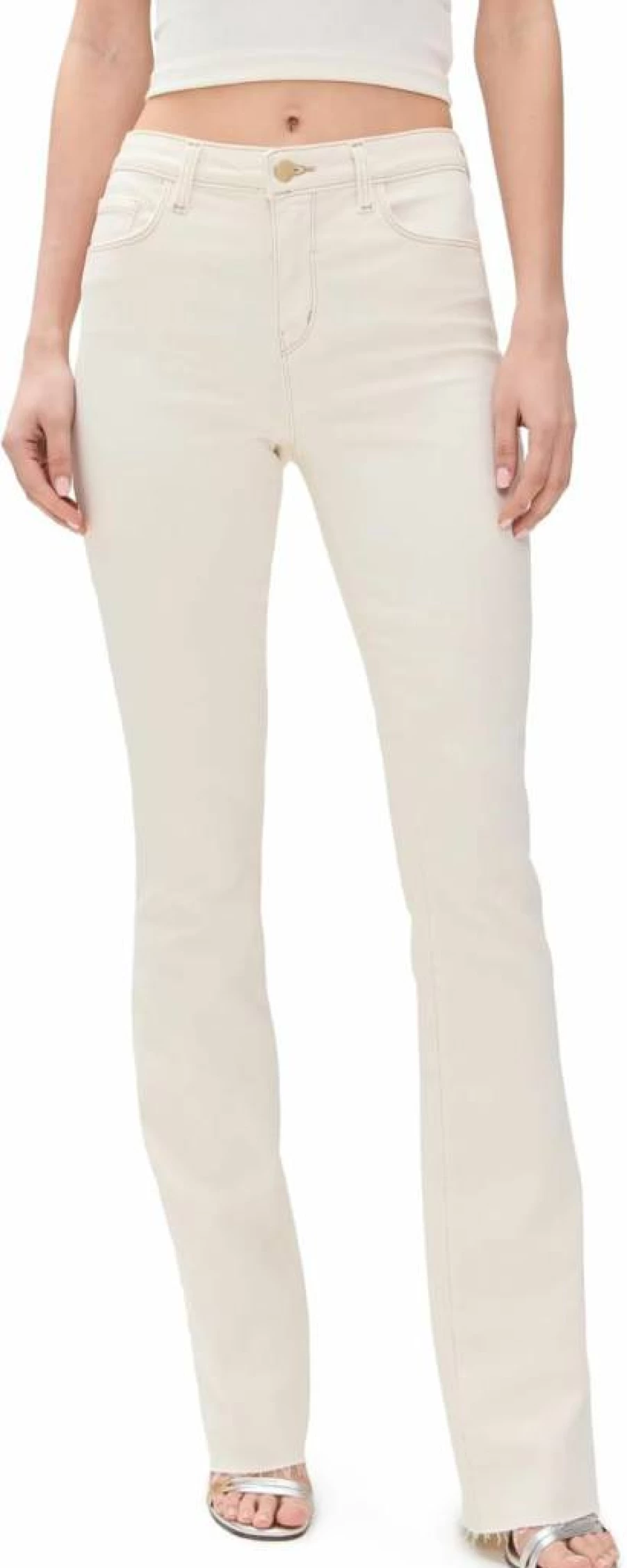 L'AGENCE Ruth Women's Straight Leg Jeans with Raw Hem Denim