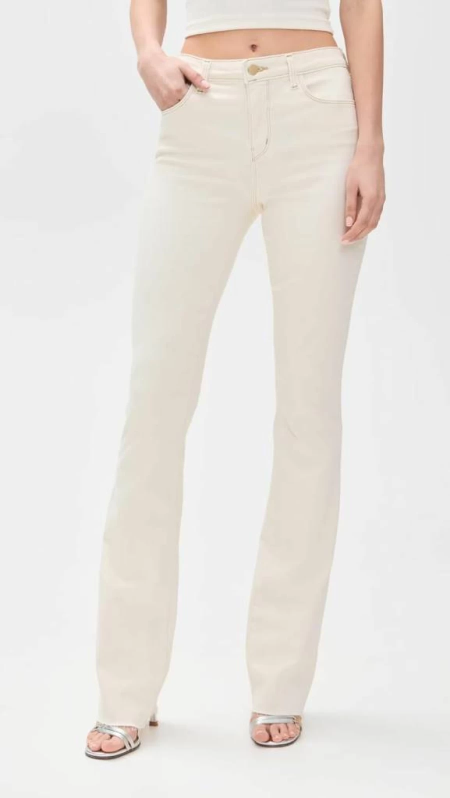 L'AGENCE Ruth Women's Straight Leg Jeans with Raw Hem Denim