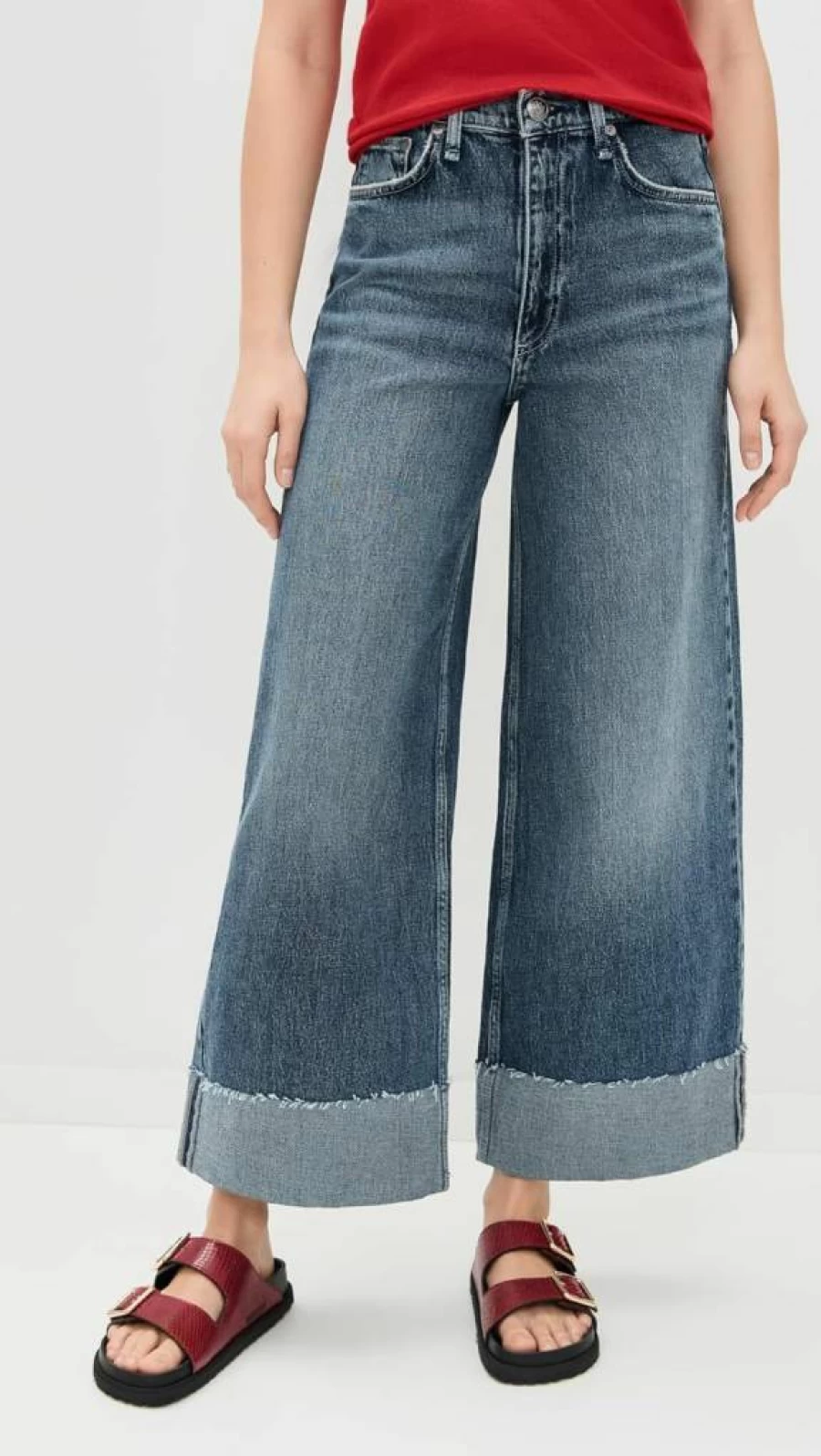 Rag & Bone Women's Sofie High Rise Wide Leg Ankle Jeans - Distressed Denim Pants for Women