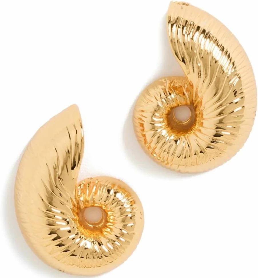 Kenneth Jay Lane Gold Seashell Stud Earrings for Women - 1 Inch Pierced Elegant Jewelry