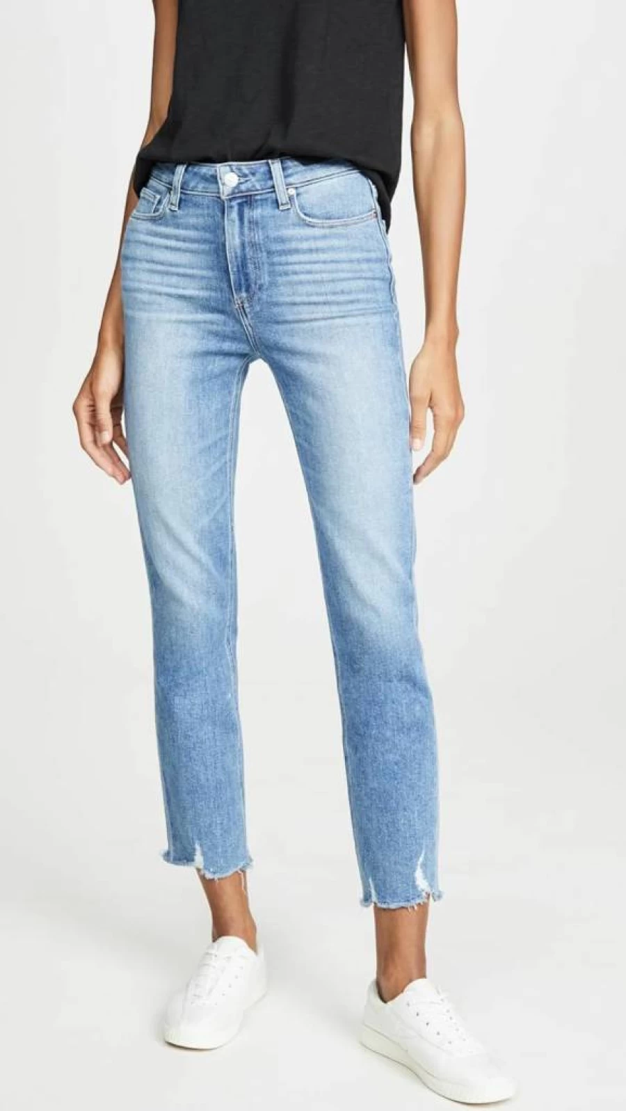 PAIGE Women's Cindy Destroyed Hem Denim Jeans - High-Quality Distressed Skinny Jeans for Women