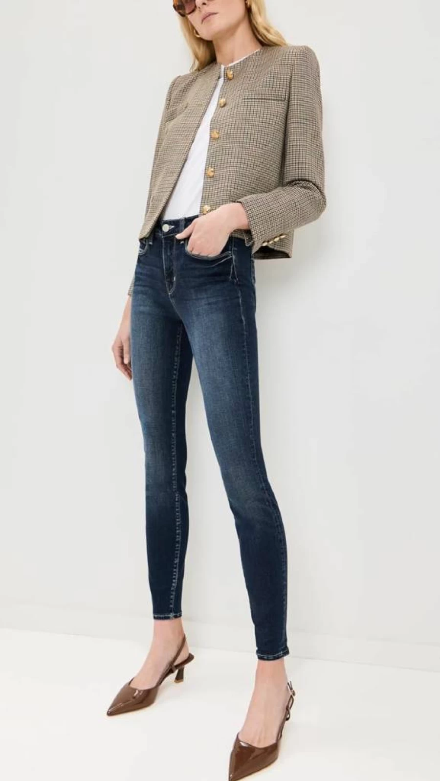 L'AGENCE Women's Marguerite High-Rise Skinny Jeans - Stretch Denim, Slim Fit, Classic Blue Wash