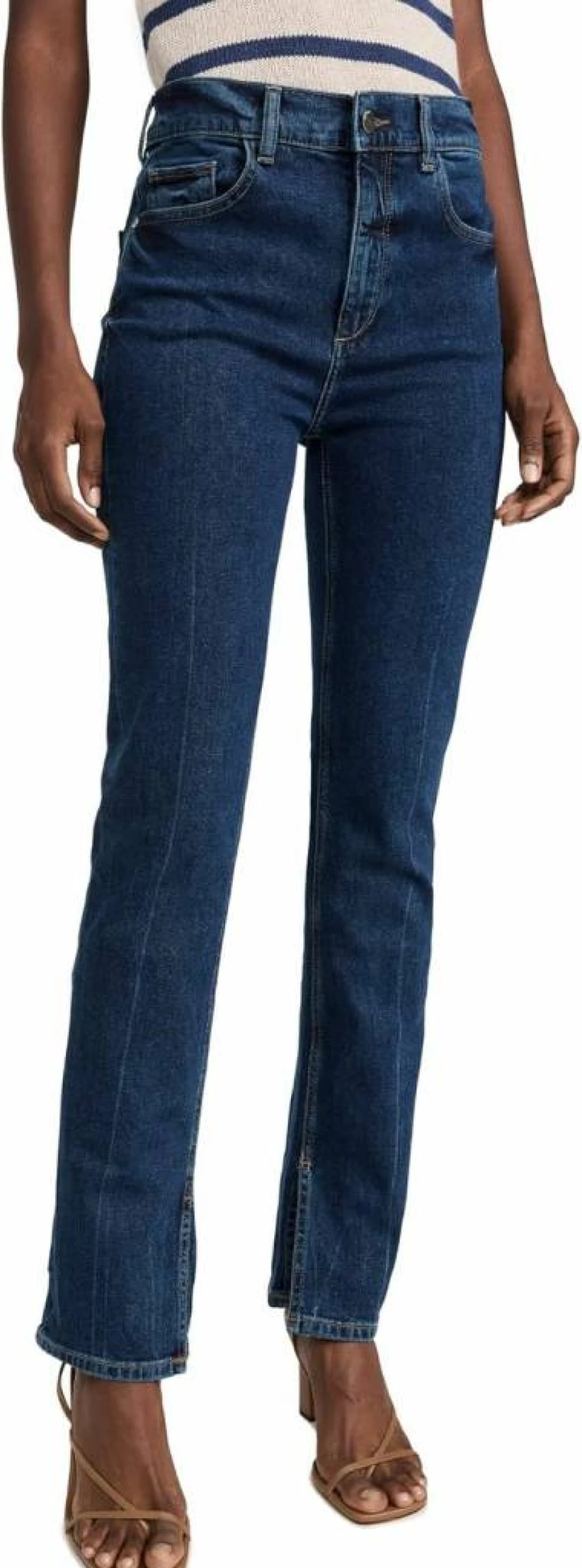 DL1961 Women's Patti High-Rise Straight Leg Vintage Jeans - Classic Blue Denim