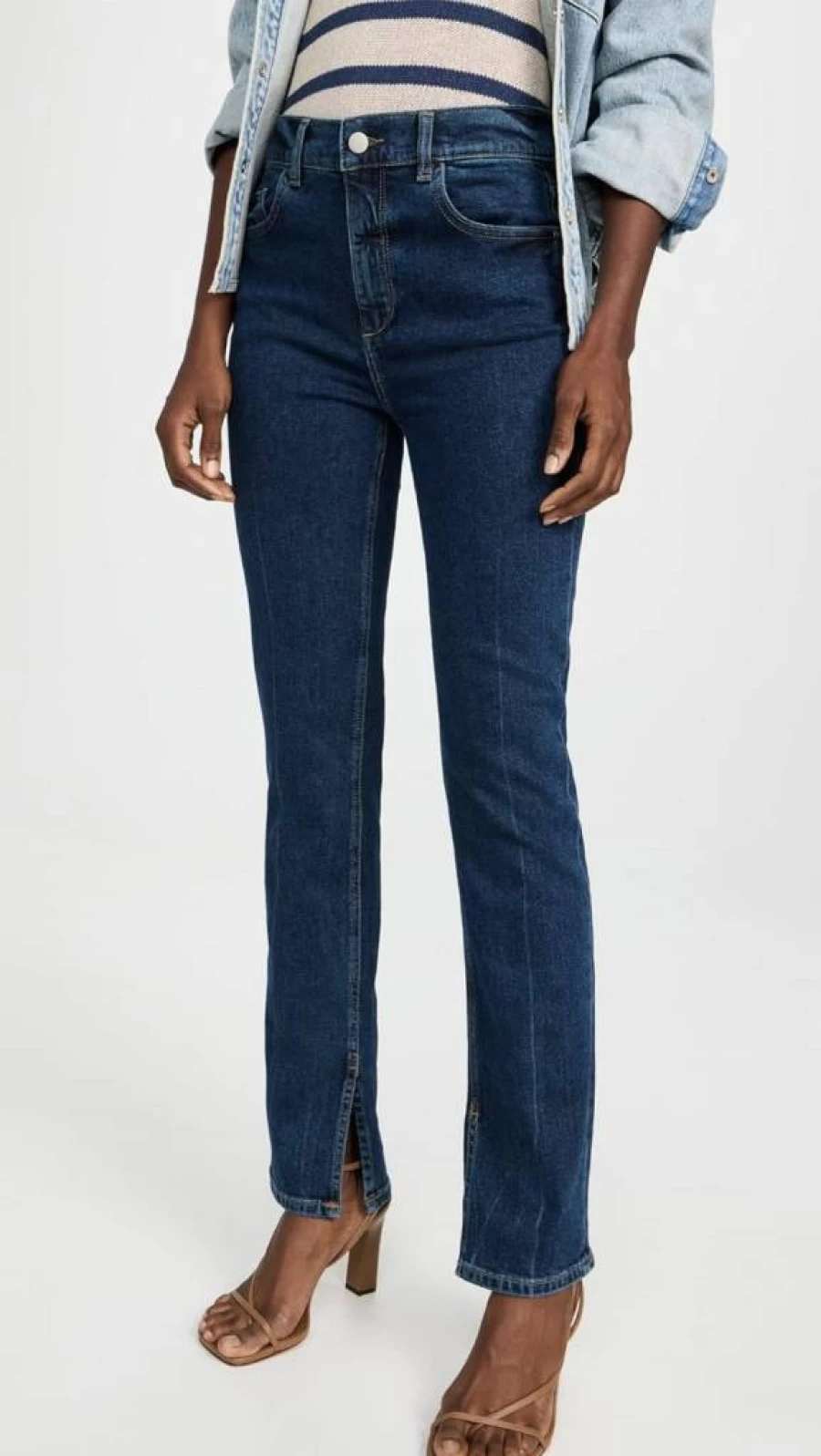 DL1961 Women's Patti High-Rise Straight Leg Vintage Jeans - Classic Blue Denim