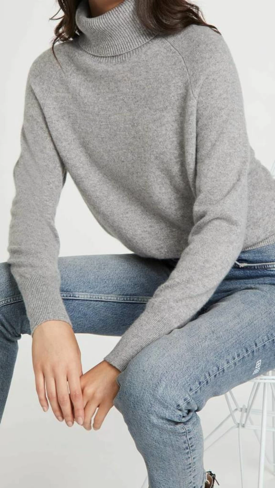 White + Warren Women's Cashmere Turtleneck Sweater - Ribbed Trim Luxury Knit Top