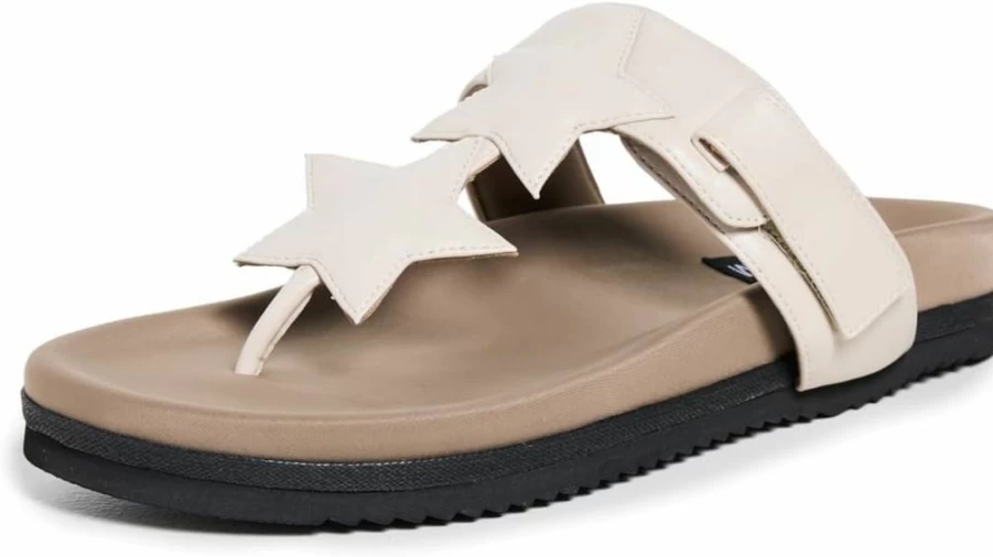 R0AM Women's Star T-Strap Sandals | Stylish Comfortable Summer Footwear