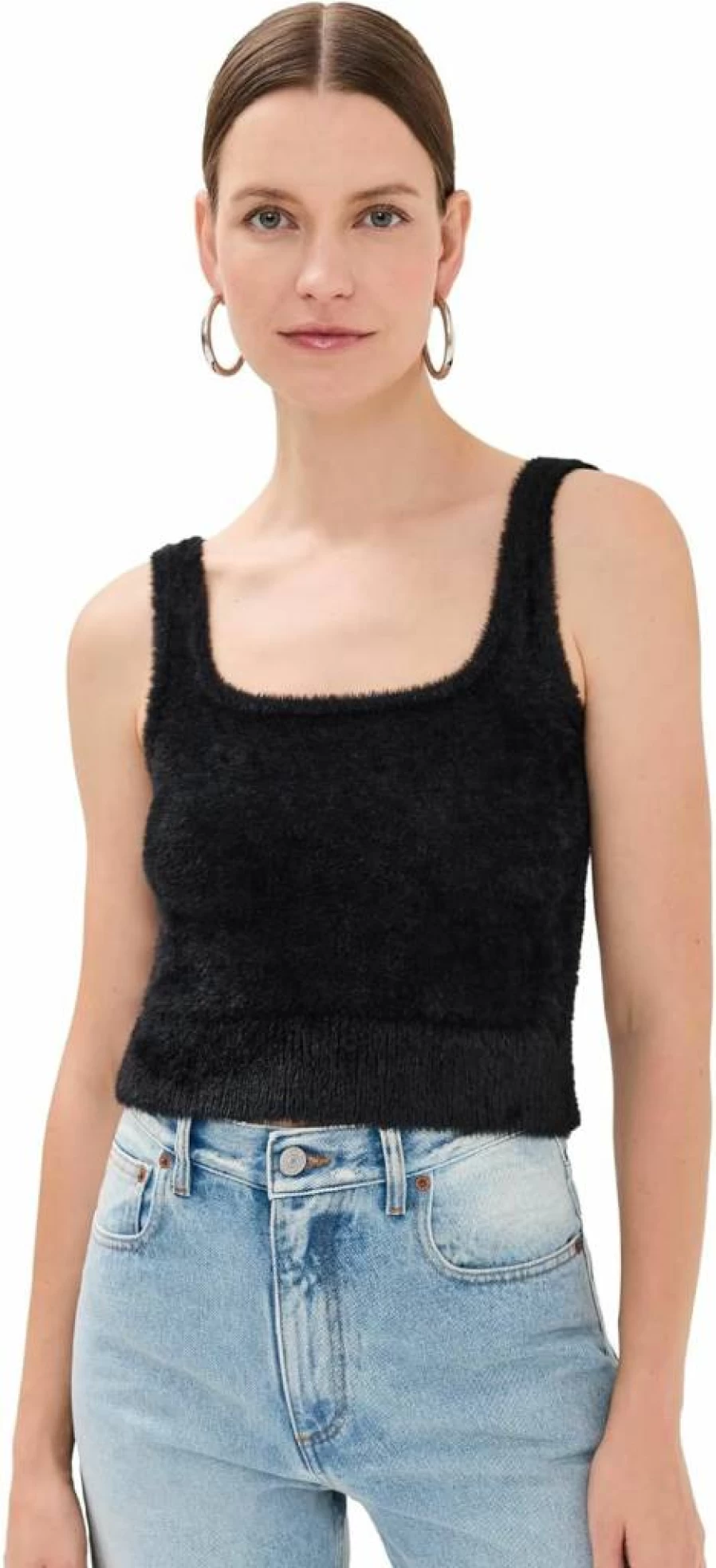 Good American Women's Fuzzy Tank Top - Soft Comfortable Stretchy Casual Fit