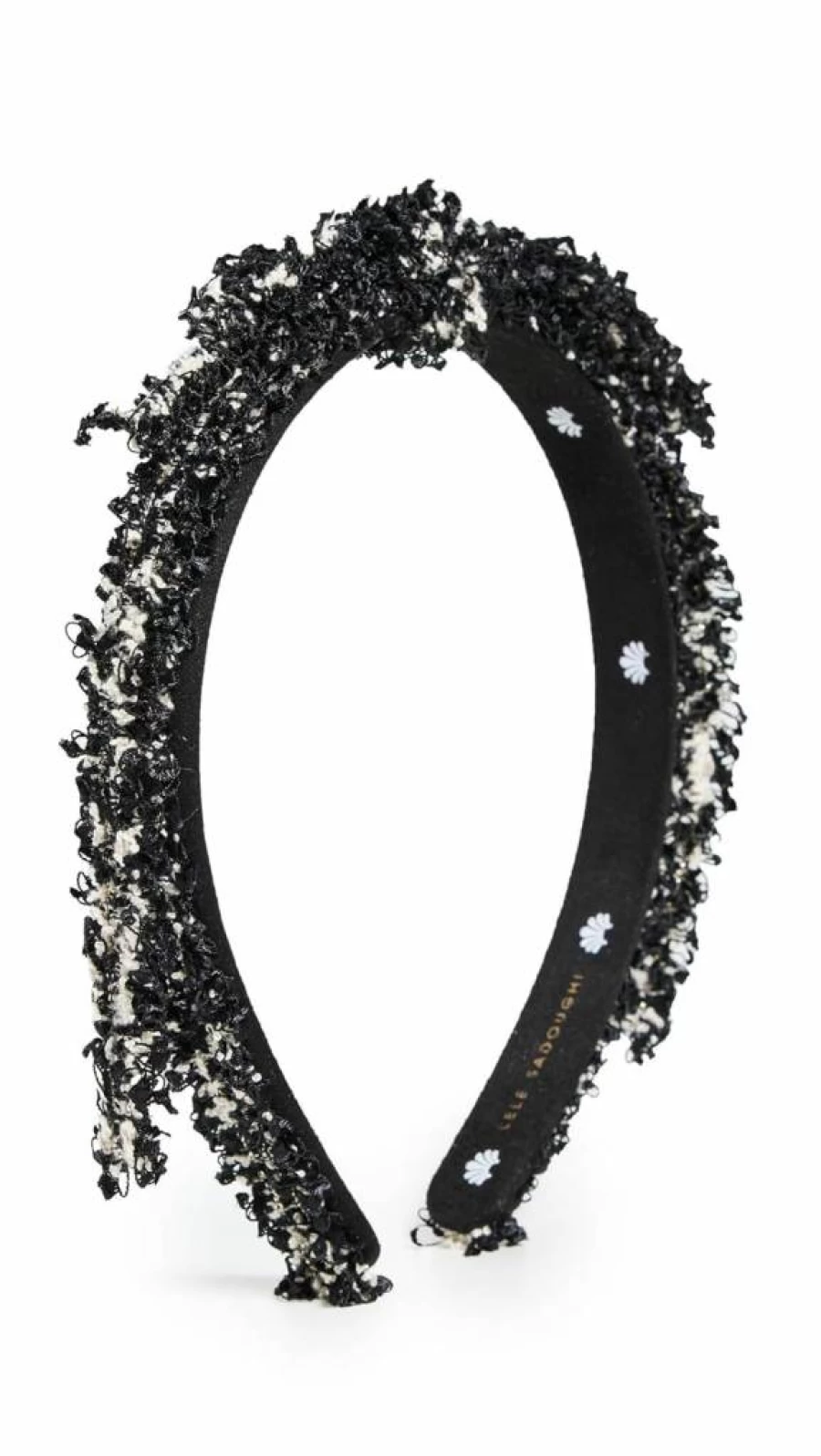 Lele Sadoughi Women's Black Tweed Bardot Headband with Ribbon Detail – Slim Adjustable Hair Accessory