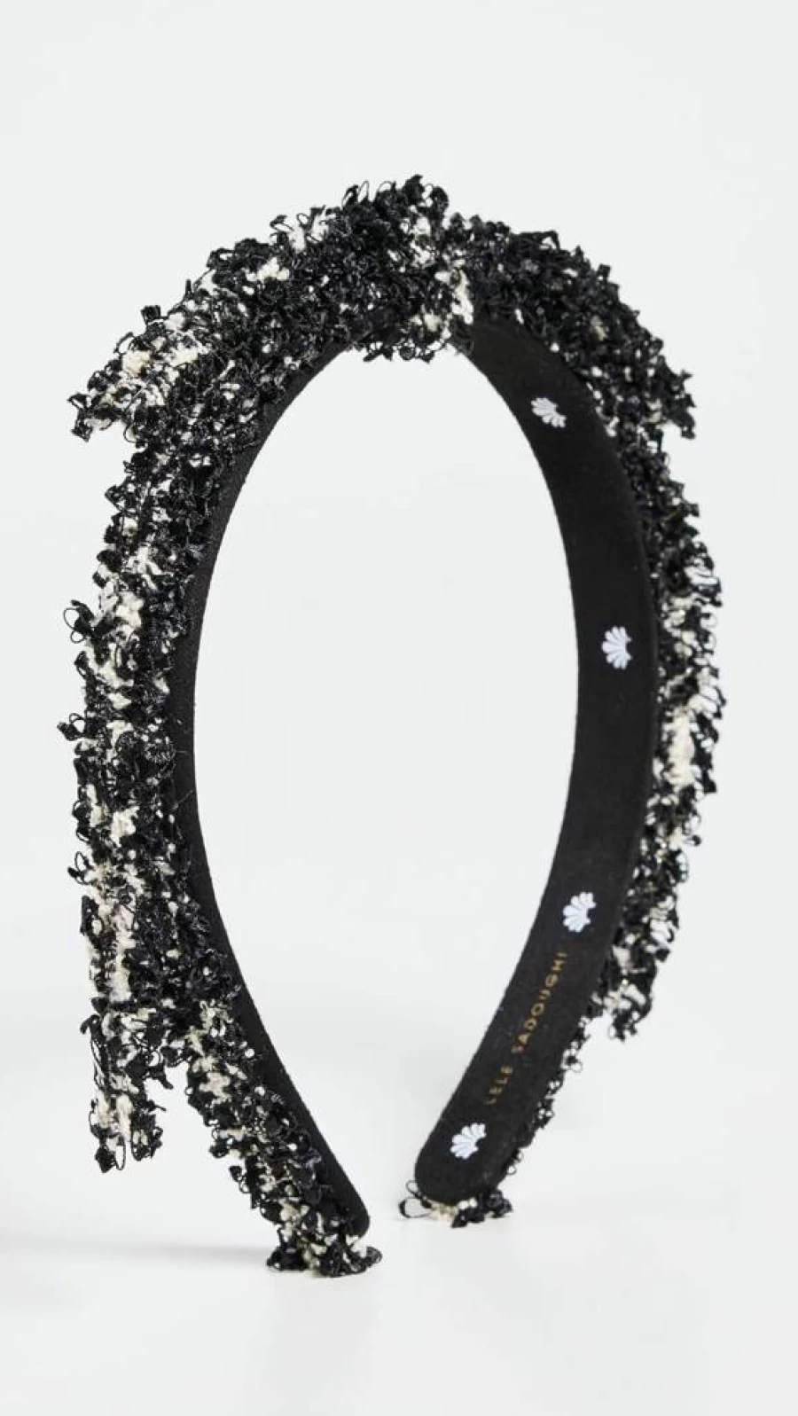 Lele Sadoughi Women's Black Tweed Bardot Headband with Ribbon Detail – Slim Adjustable Hair Accessory