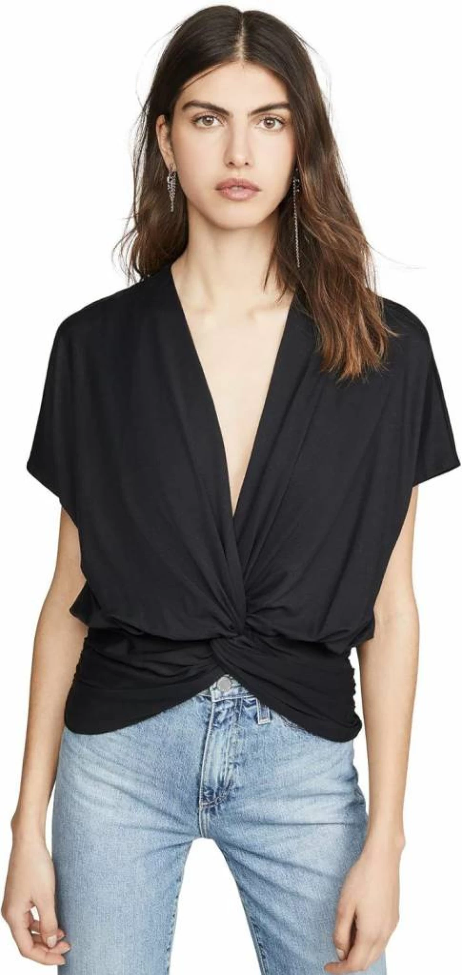 Susana Monaco Women's Dolman Sleeve Twist Front Top - Casual Chic Blouse