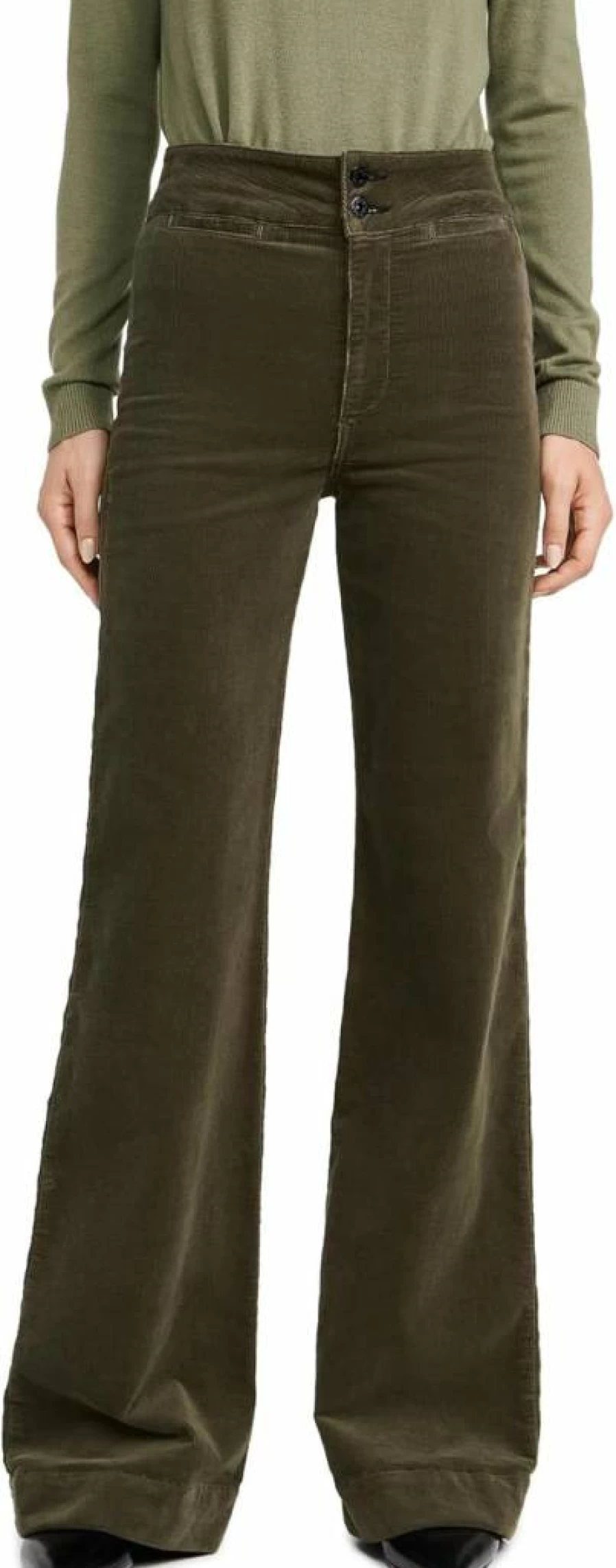 ASKK NY Women's Wide Leg Corduroy Pants - High Waisted Comfortable Stretch Fall Fashion Trousers