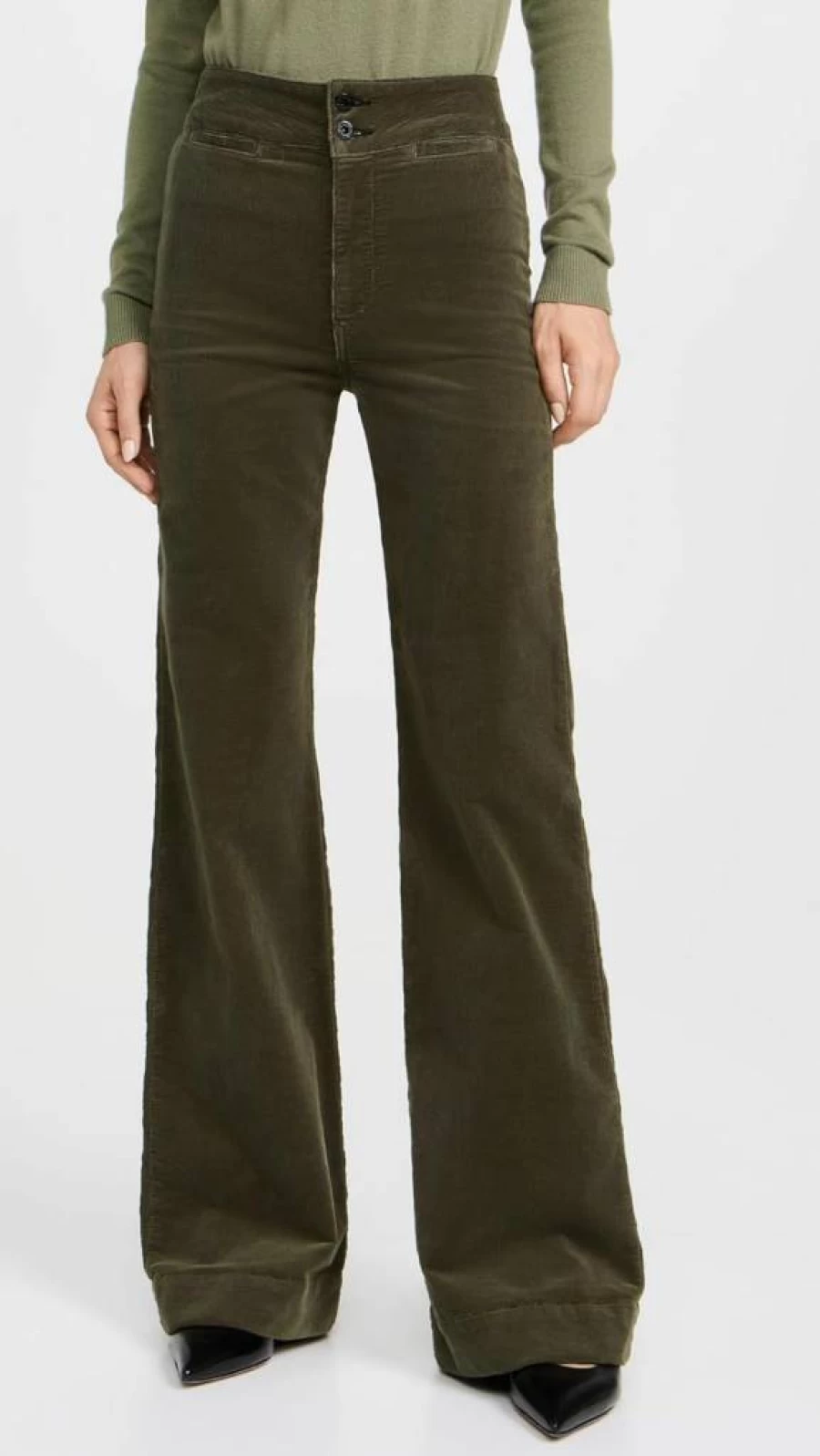 ASKK NY Women's Wide Leg Corduroy Pants - High Waisted Comfortable Stretch Fall Fashion Trousers