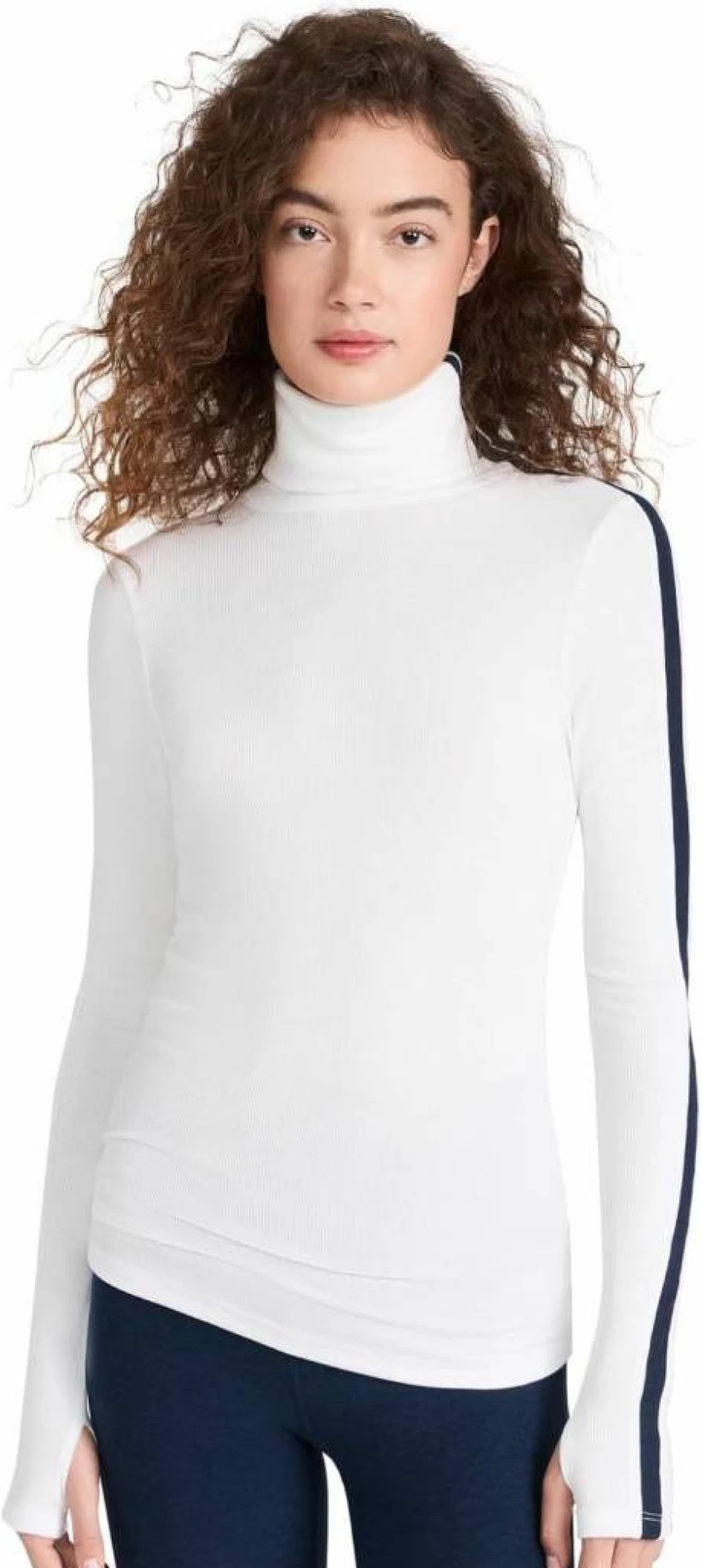 SPLITS59 Women's Jackson Ribbed Turtleneck Sweater Full Length Long Sleeve