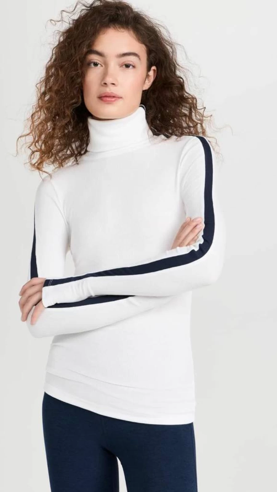 SPLITS59 Women's Jackson Ribbed Turtleneck Sweater Full Length Long Sleeve