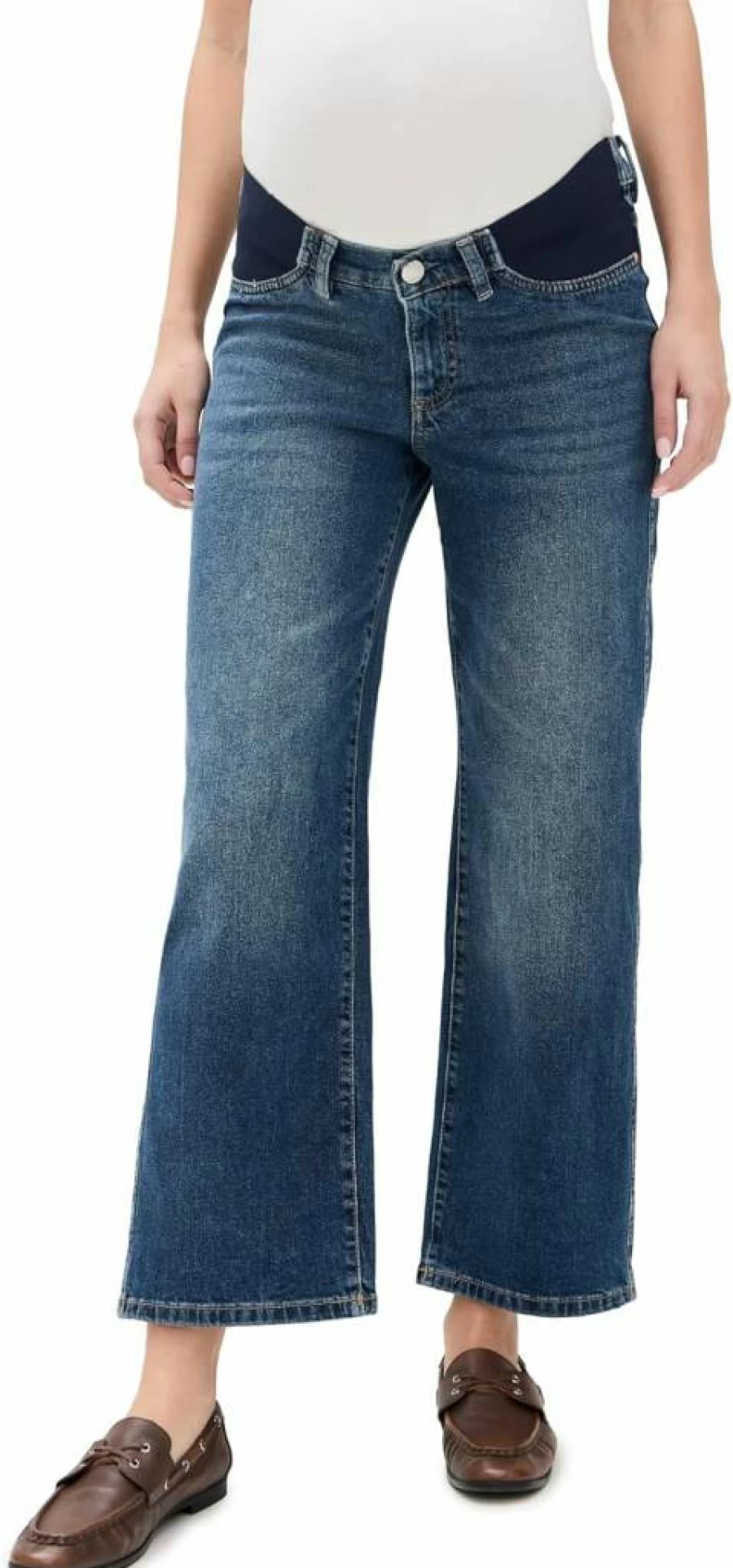 DL1961 Women's Drue Straight Leg Maternity Jeans - Low Rise 27 Inch Inseam Comfort Fit Denim Pants