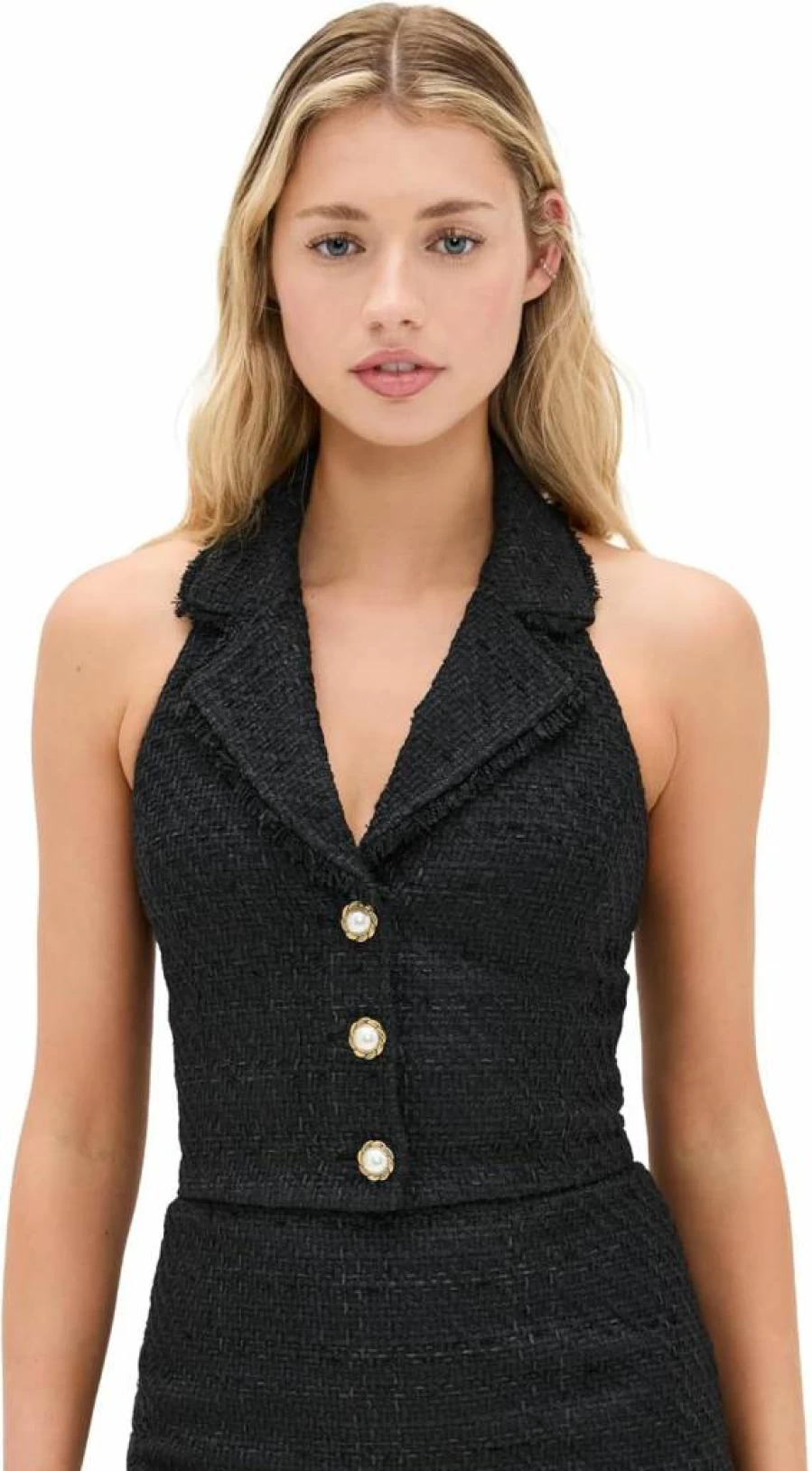 Alice + Olivia Meri Cropped Halter Blazer Top for Women - Stylish Tailored Jacket