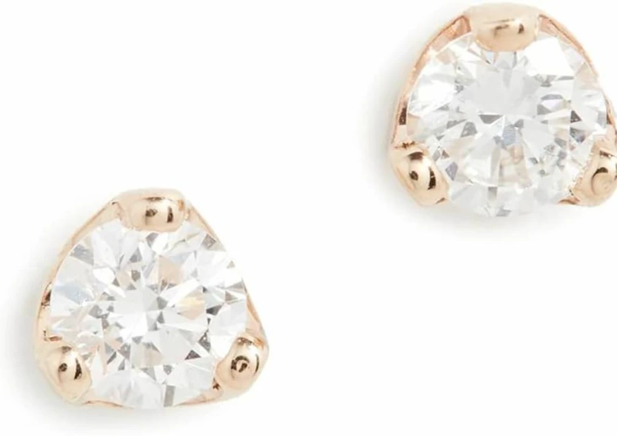 ZOE CHICCO 14K Gold Prong Set Diamond Stud Earrings 0.10 Carat Total Weight Small Hoop Earrings for Women