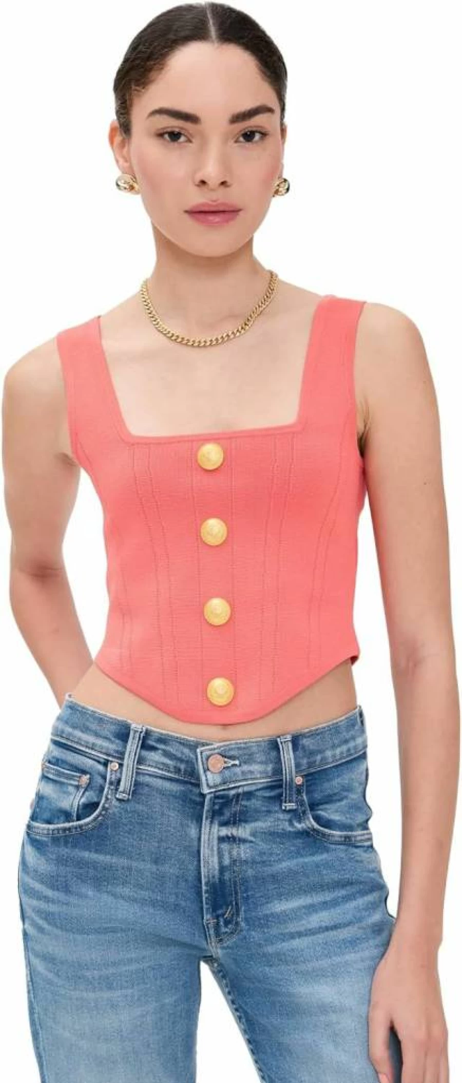 L'AGENCE Women's Saga Square Neck Corset Top - Stylish Knit Bustier for Fashion Trends
