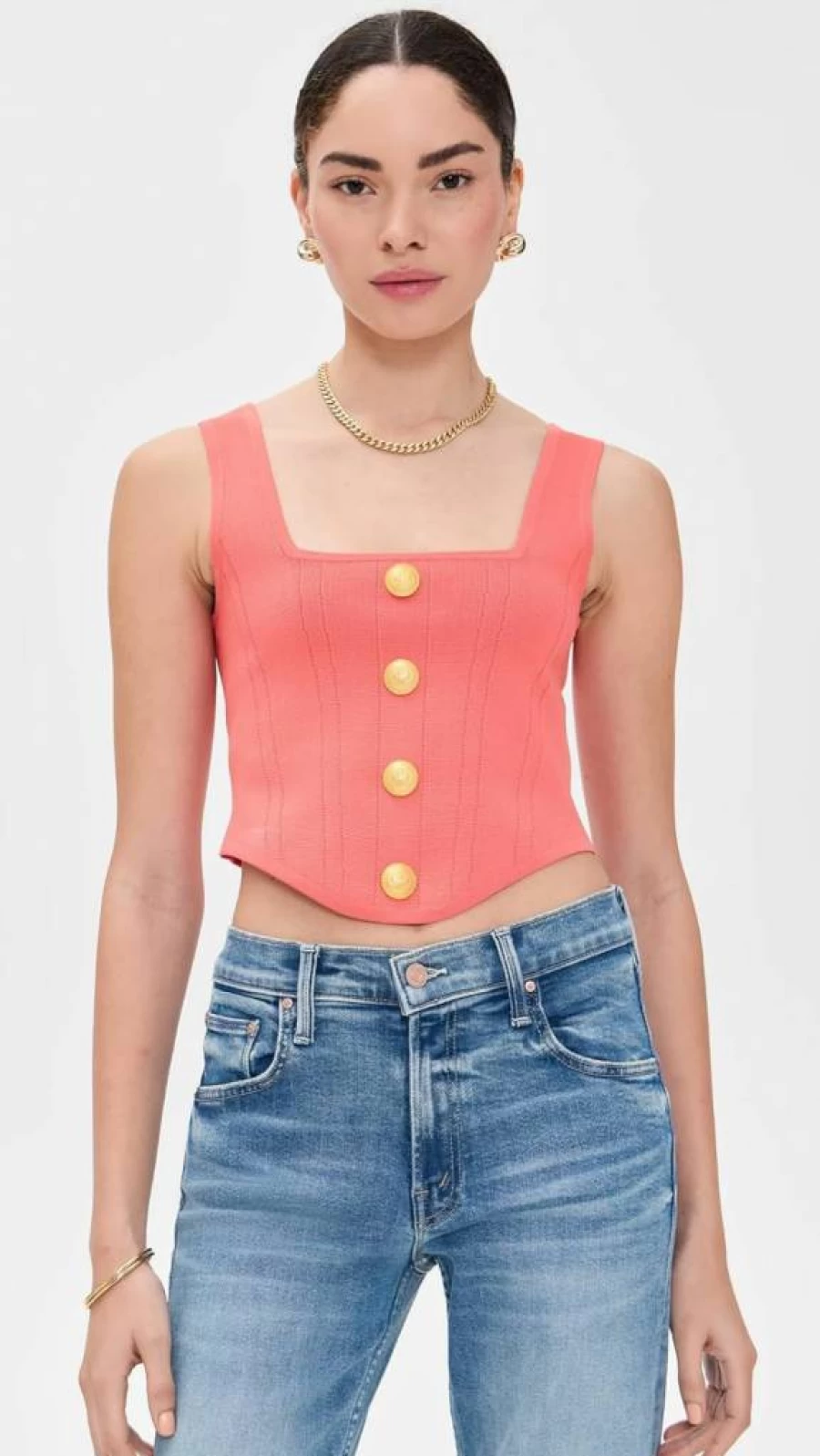 L'AGENCE Women's Saga Square Neck Corset Top - Stylish Knit Bustier for Fashion Trends