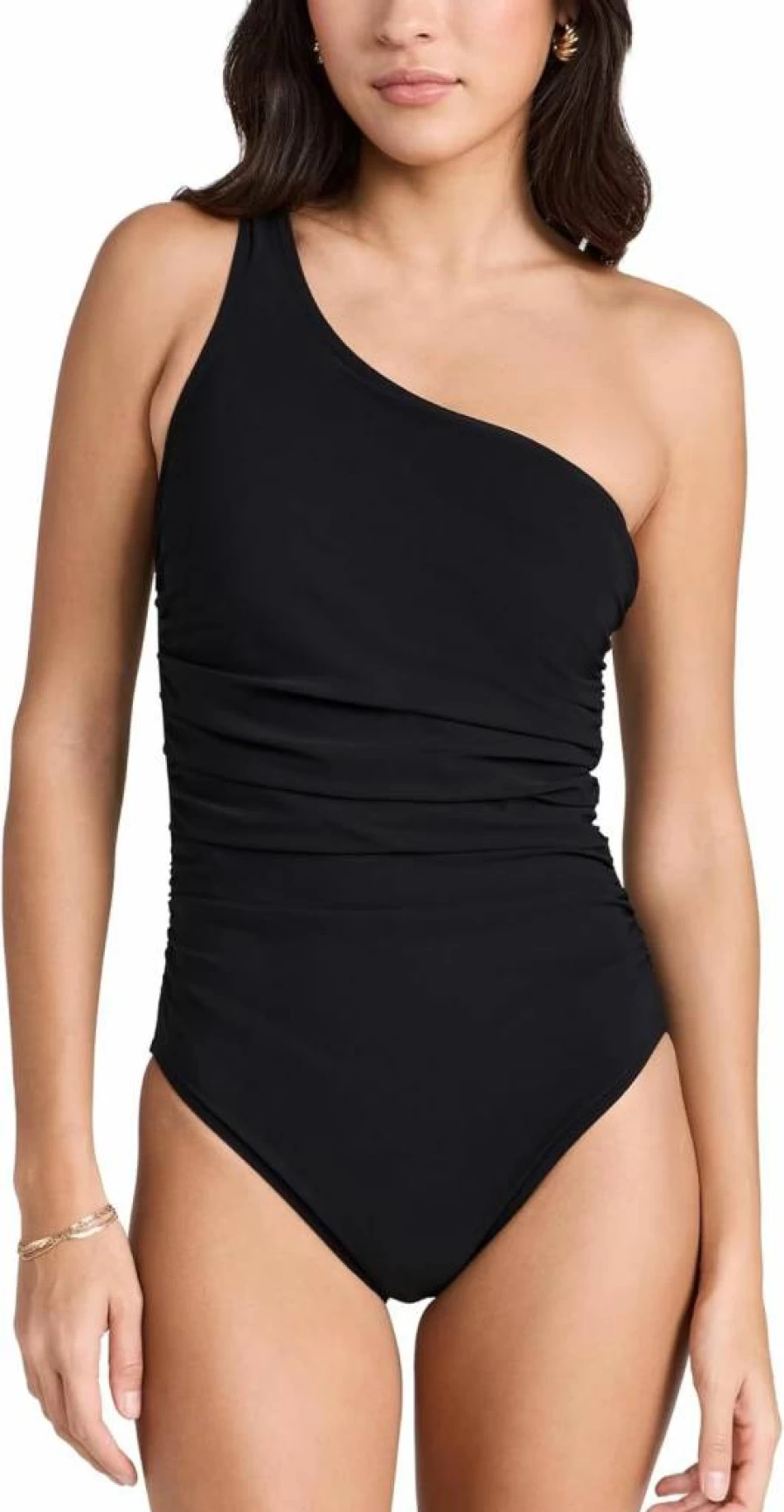 Karla Colletto Women's One Shoulder Swimsuit with Built-In Shelf Bra - Elegant One-Piece Bathing Suit
