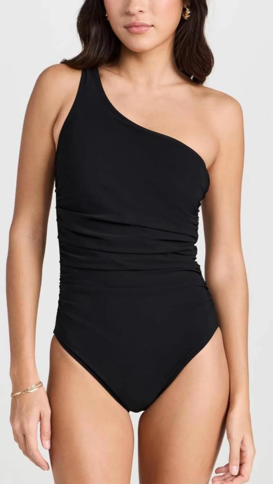 Karla Colletto Women's One Shoulder Swimsuit with Built-In Shelf Bra - Elegant One-Piece Bathing Suit