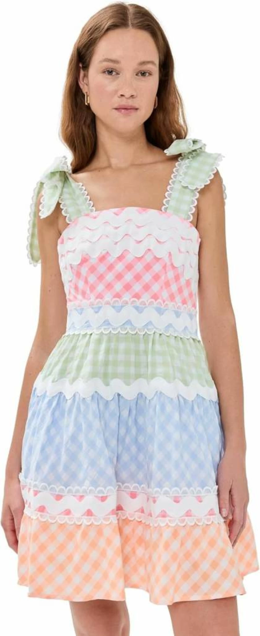 CeliaB Women's Vichy Check Short Sleeve Jade Green Summer Dress