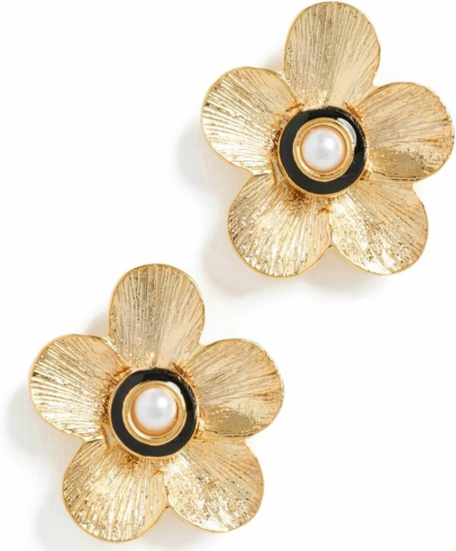 Kenneth Jay Lane Gold Floral Pierced Earrings for Women