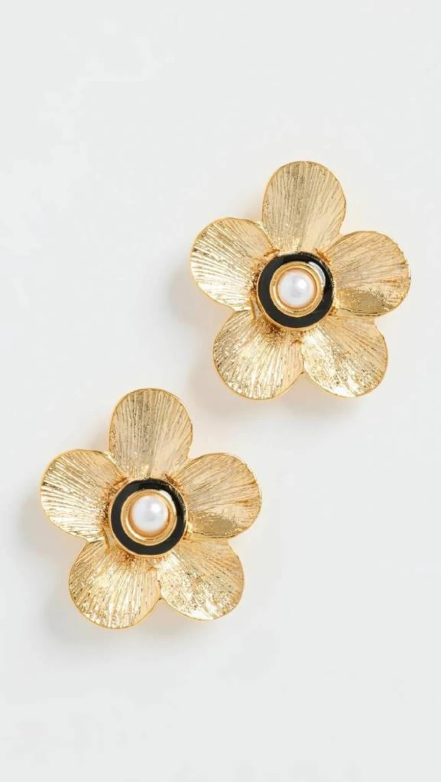 Kenneth Jay Lane Gold Floral Pierced Earrings for Women