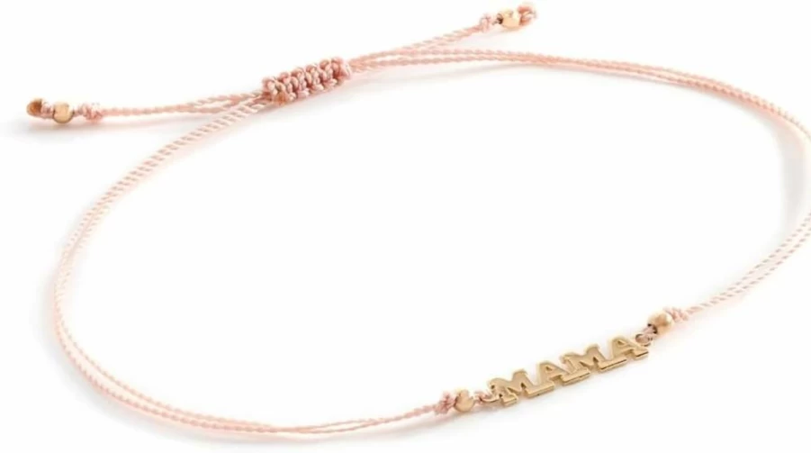 ZOE CHICCO 14K Gold Mama Bracelet for Women - Elegant Word Charm Mother's Jewelry Gift