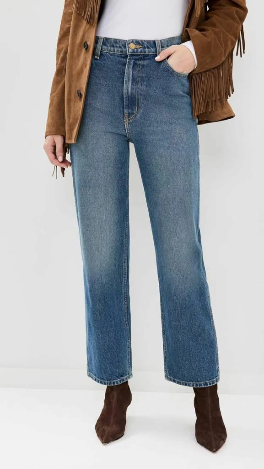 B SIDES Women's High Waist Straight Leg Plein Jeans for Everyday Comfort