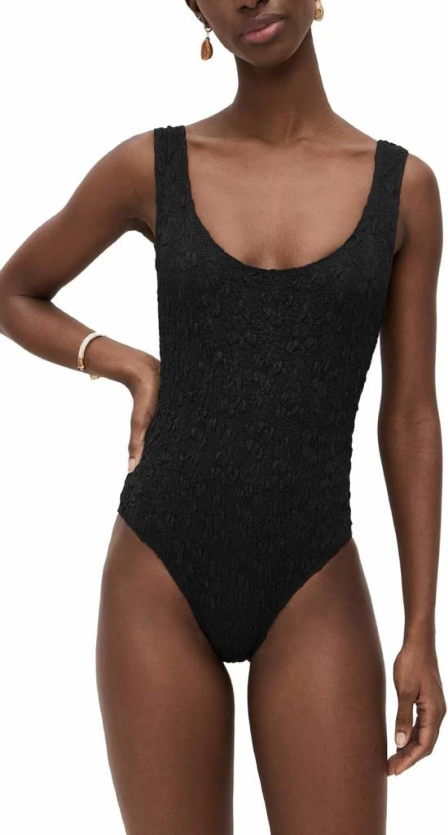 Sea Women's Slone Solid Smocked One Piece Swimsuit - Summer Beachwear Stretch Comfort Bathing Suit