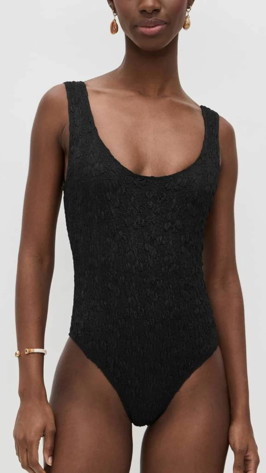 Sea Women's Slone Solid Smocked One Piece Swimsuit - Summer Beachwear Stretch Comfort Bathing Suit