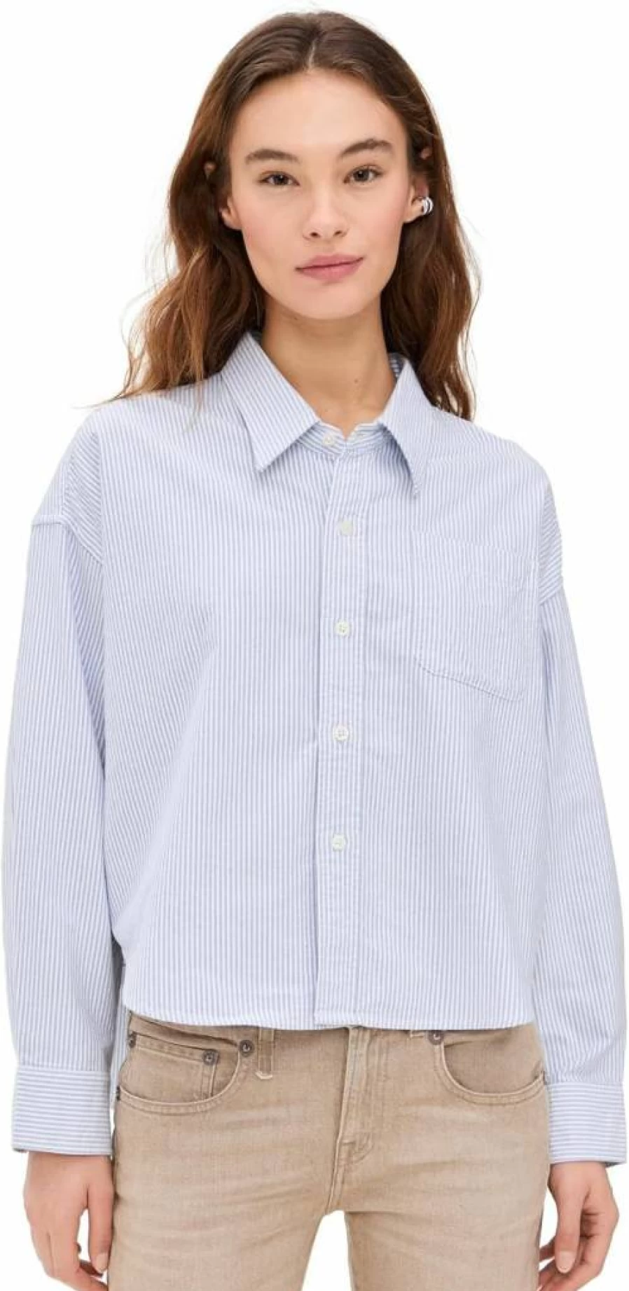 Denimist Women's Cropped Button-Down Shirt - Stylish Casual Short Top for Women