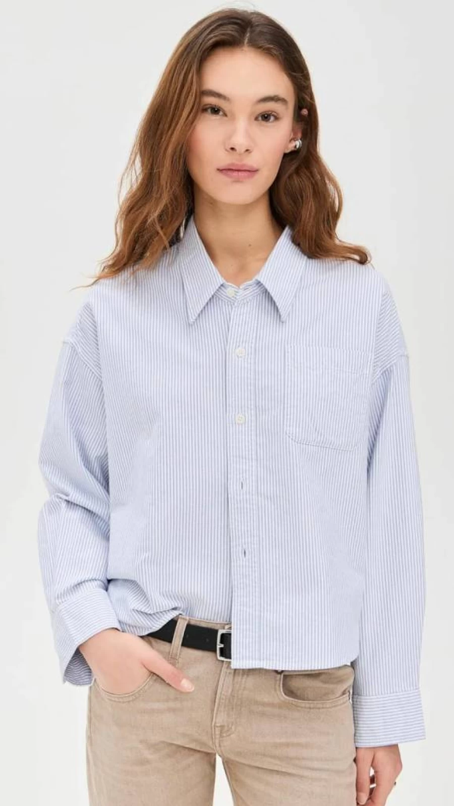 Denimist Women's Cropped Button-Down Shirt - Stylish Casual Short Top for Women