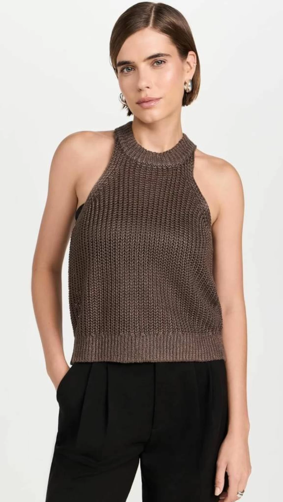 Apiece Apart Women's Ori Racer Linen Tank Top - Breathable Summer Linen Blend Sleeveless Shirt