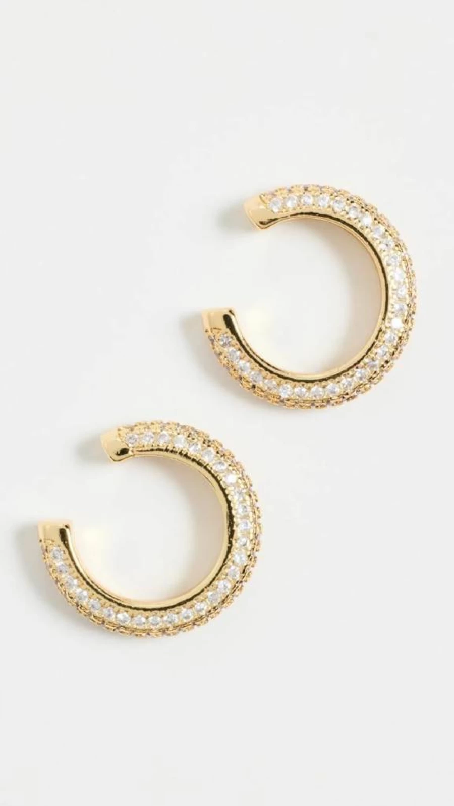 SHASHI Women's Micro Pave Ear Cuff Set of 2 - Sterling Silver Boho Hoop Earrings for Cartilage & Helix Piercing