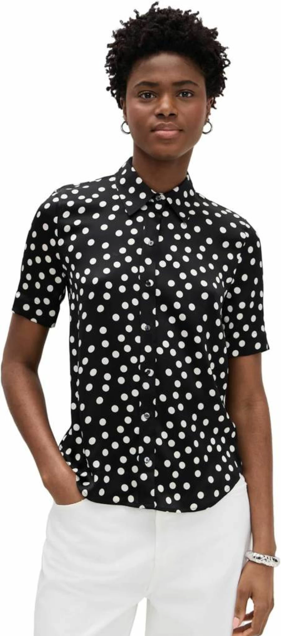 L'AGENCE Women's Ellah Short Sleeve Blouse | Casual Chic Top for Women