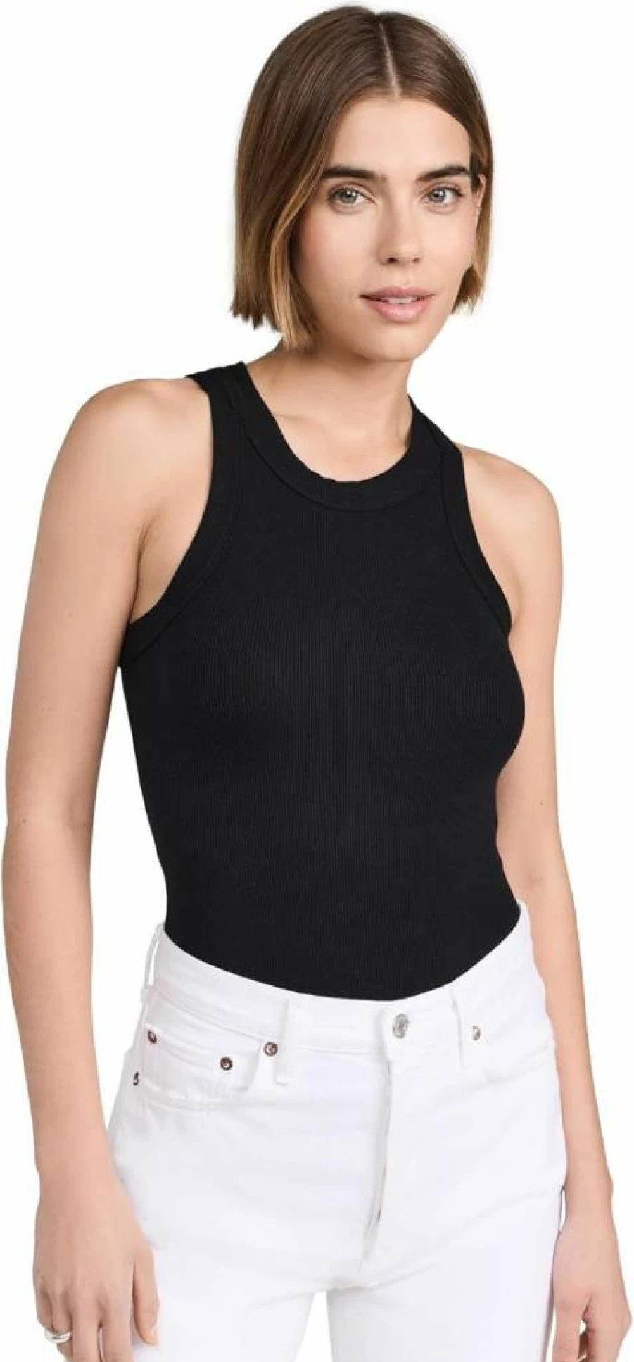 Ambitionist Women's Ribbed Racerback Tank Bodysuit - Stretch Thong One-Piece for Women