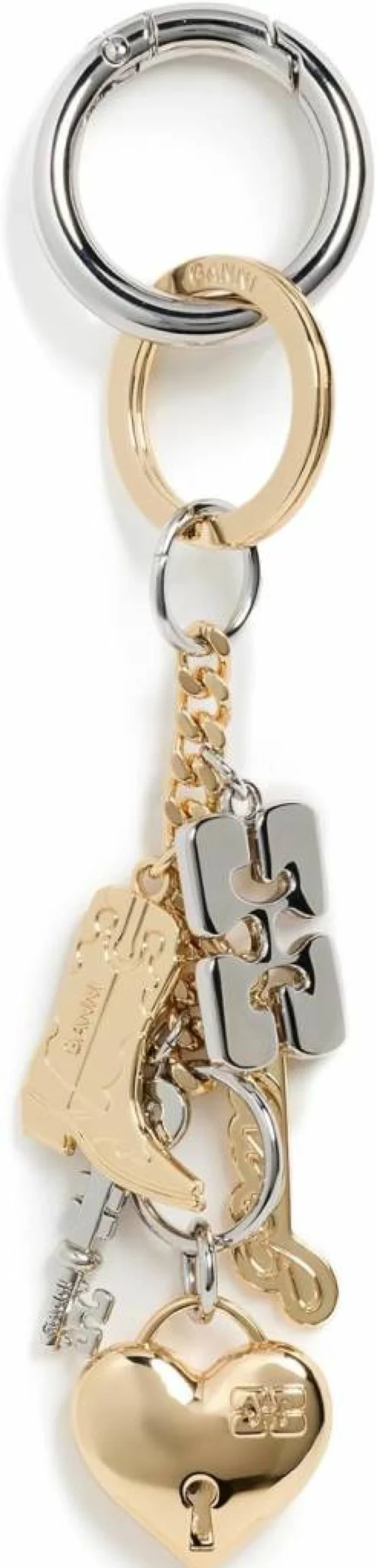 Ganni Women's Gold and Silver Bou Charms Keyring - Elegant Designer Key Ring