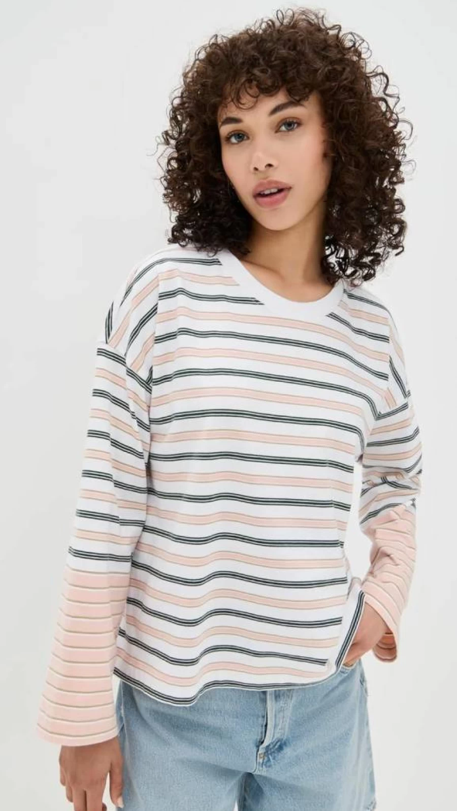 Madewell Women's Striped Long Sleeve Crew Neck T-Shirt - Easy Comfort Tee